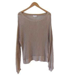 Summersalt Swimsuit Cover Up Large Brown Fishnet Open Knit Beach Long Sleeves